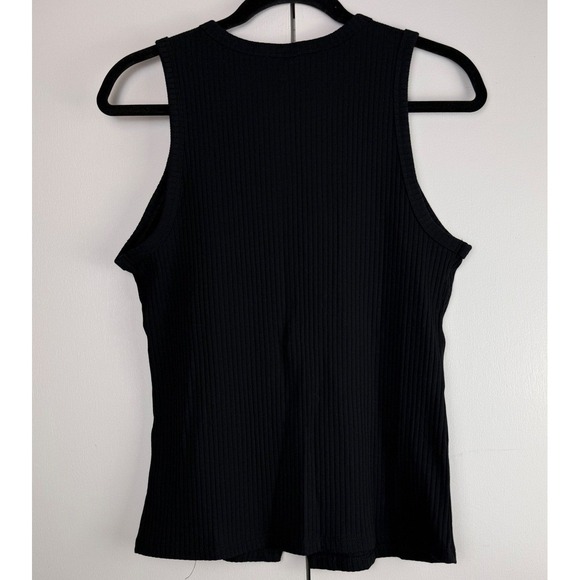 Old Navy Black Basic Ribbed Knit Button Front Sleeveless Tank Top Women's Medium - Picture 2 of 6